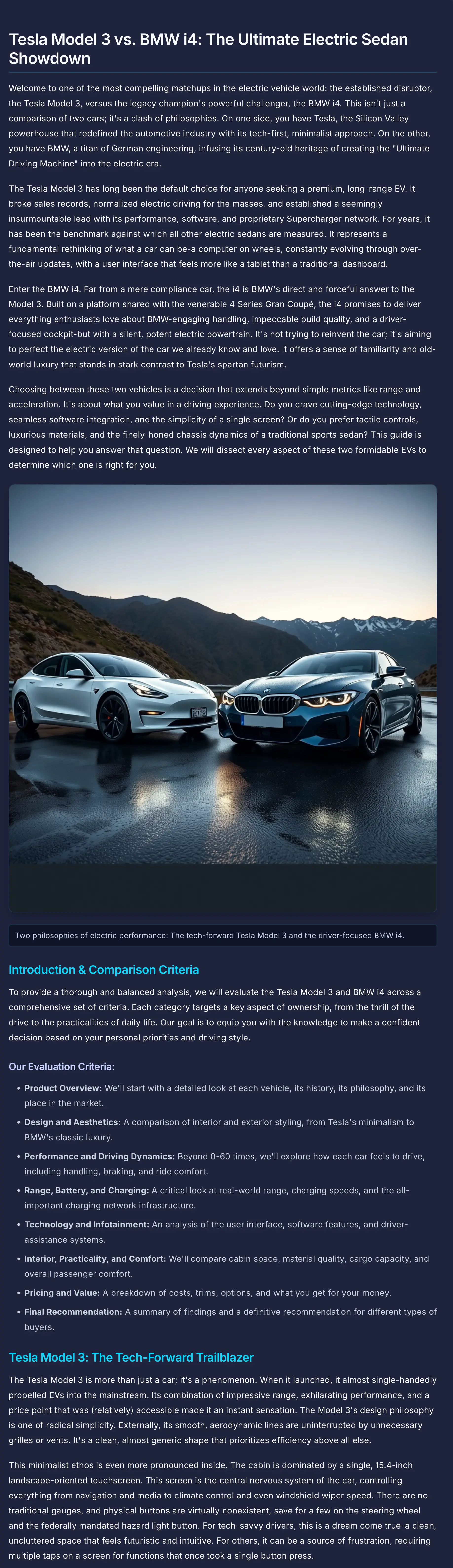 Side-by-side product comparison