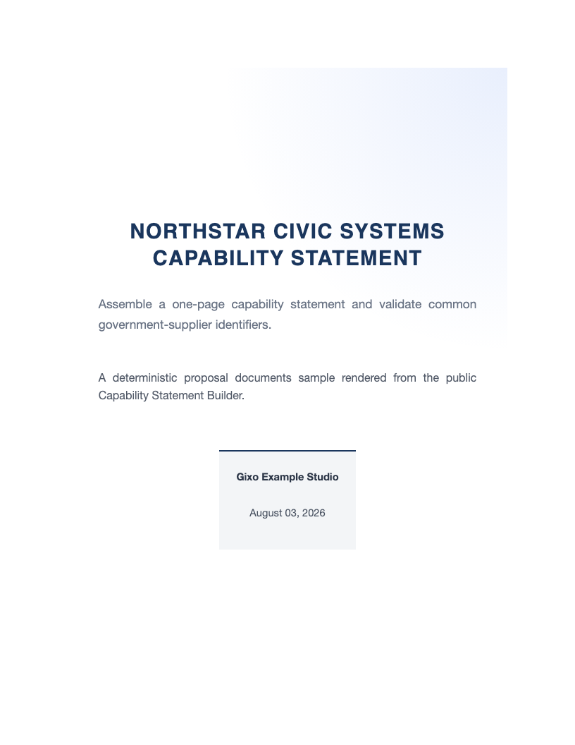 Illustrative preview of the Capability Statement Builder output