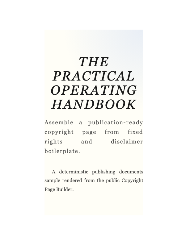 Illustrative preview of the Copyright Page Builder output