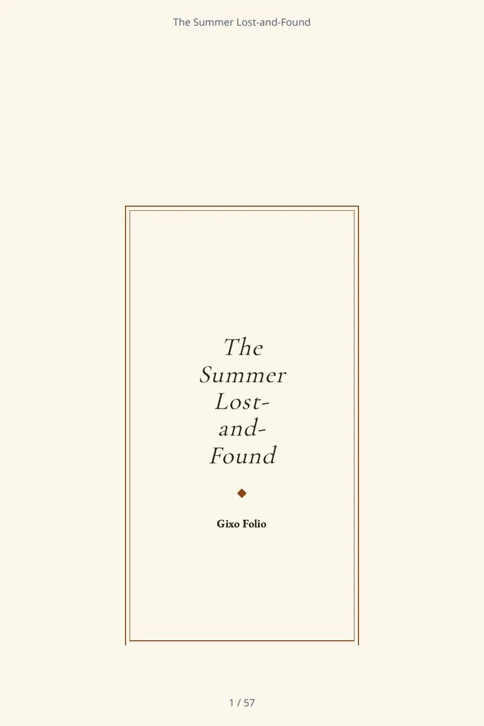 The cover of The Summer Lost-and-Found, a chapter book Folio wrote: the title in a double frame above the author line.