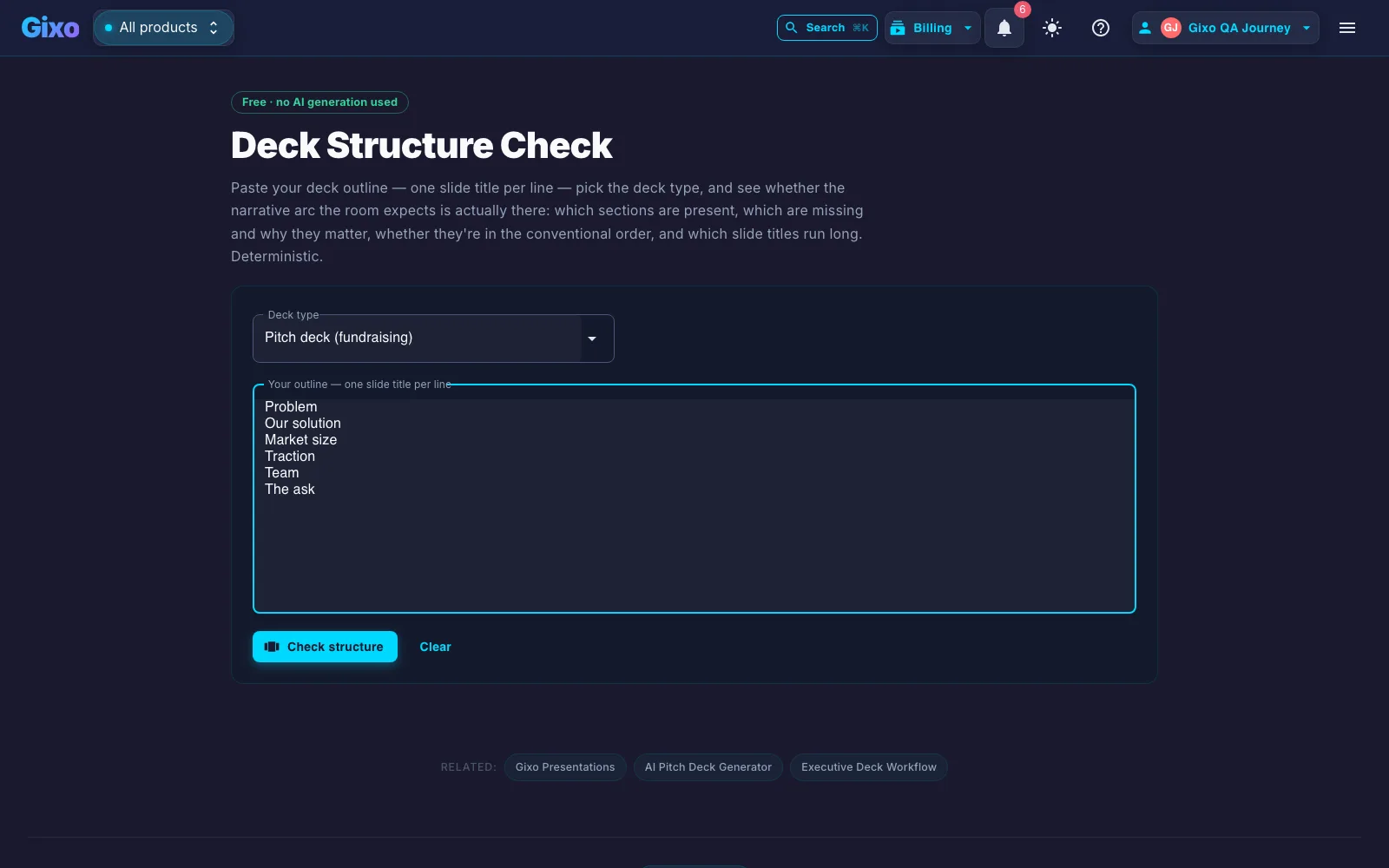 Lumen deck structure review showing expected sections and ordering checks