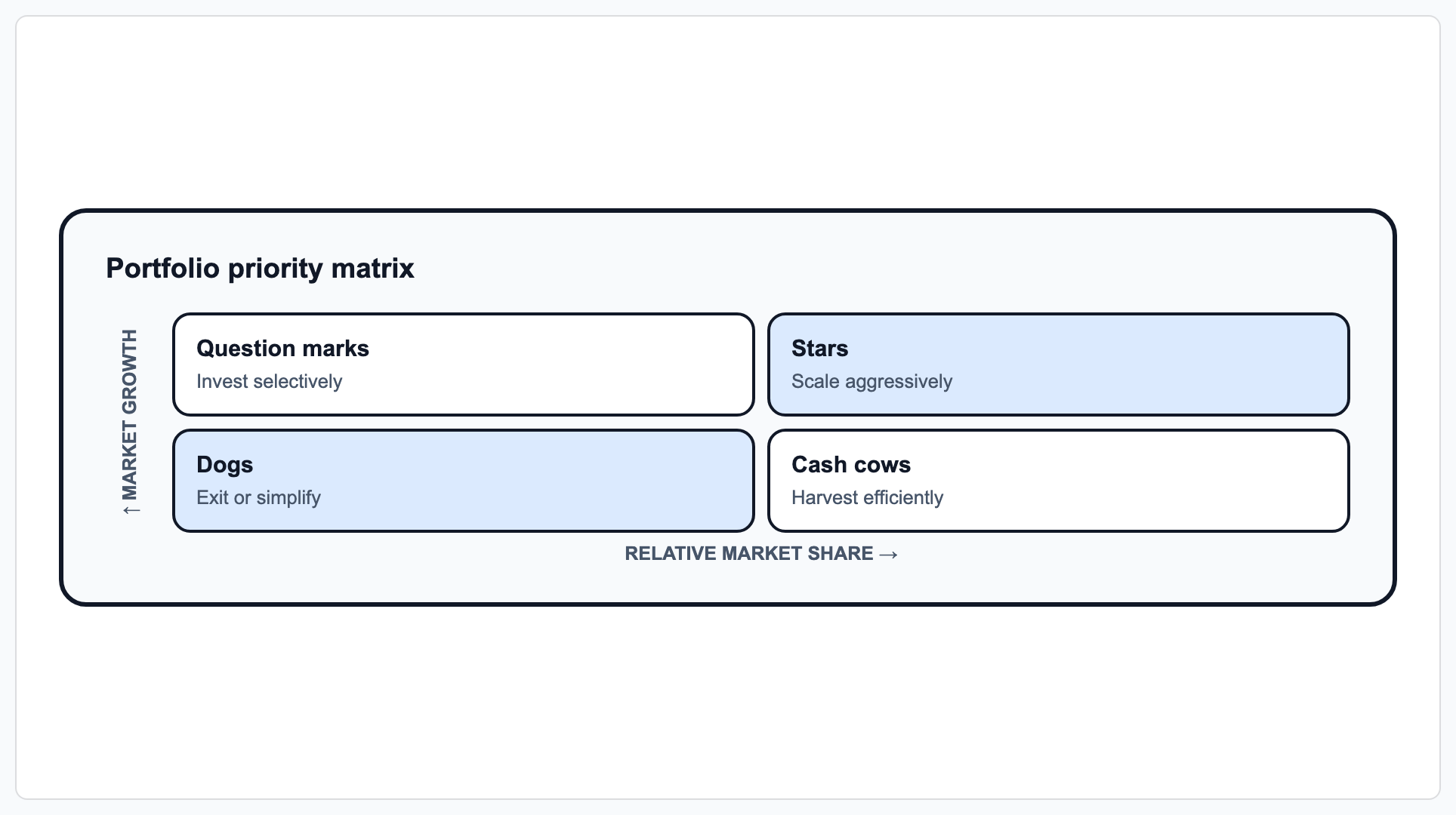 BCG-style portfolio matrix preview