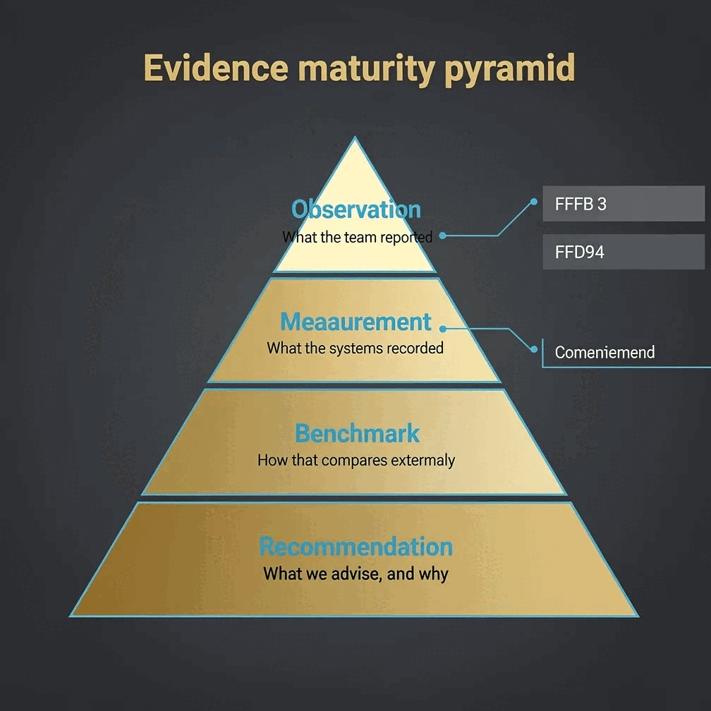 A real evidence maturity pyramid diagram rendered by Gixo Prism