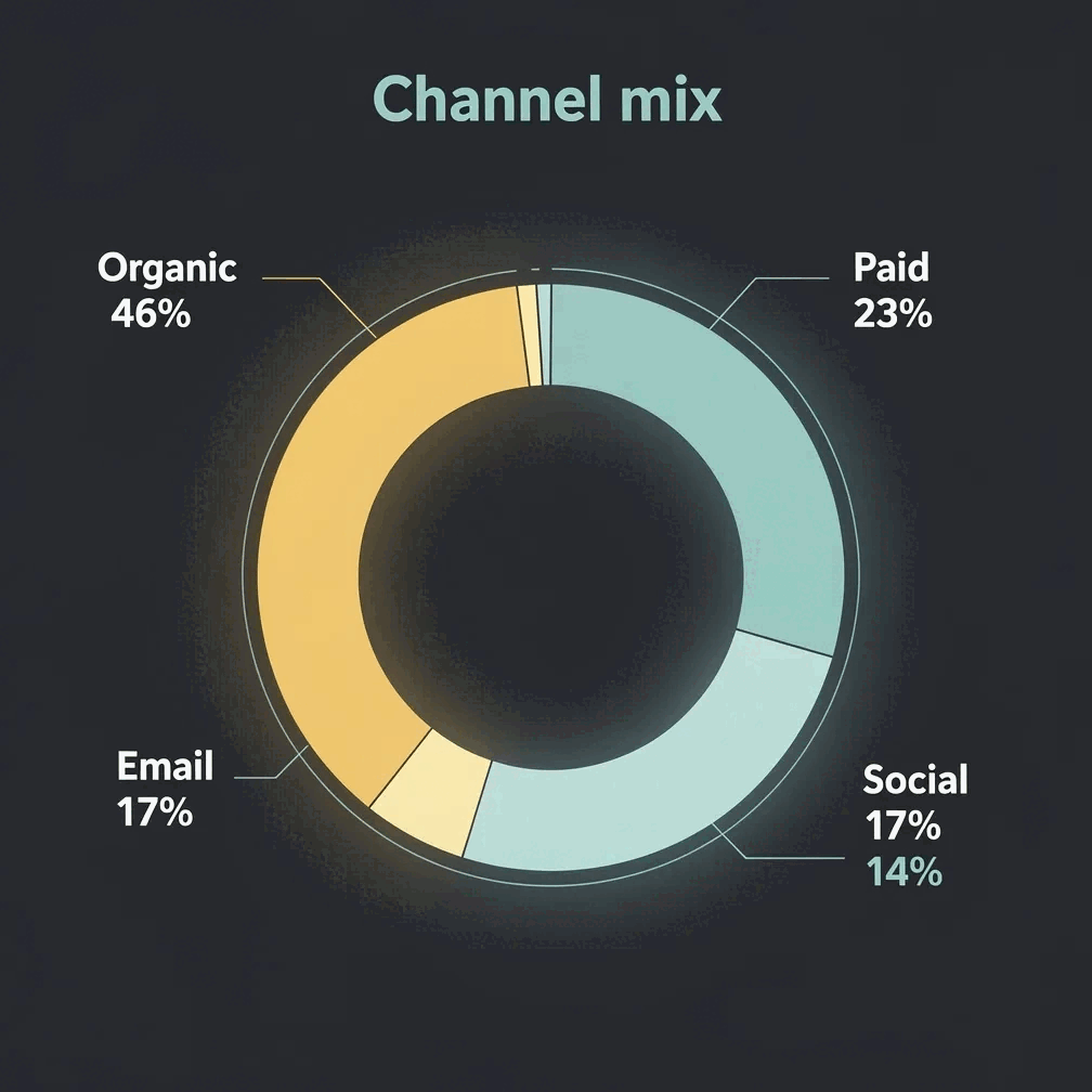 A real channel-mix donut chart rendered by Gixo Prism