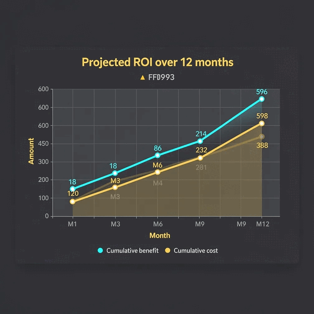 A real projected ROI chart rendered by Gixo Prism for a client proposal