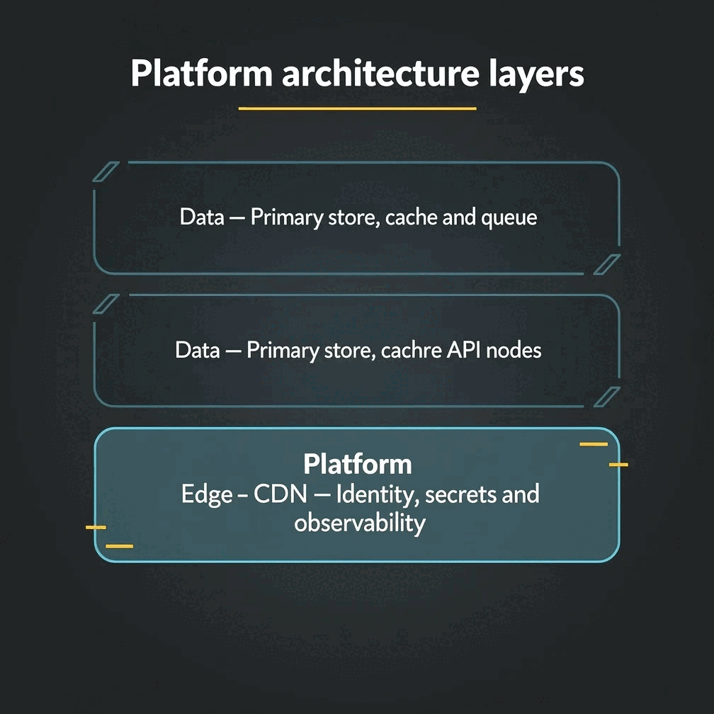 Platform architecture layers — a stack diagram rendered by Gixo Prism