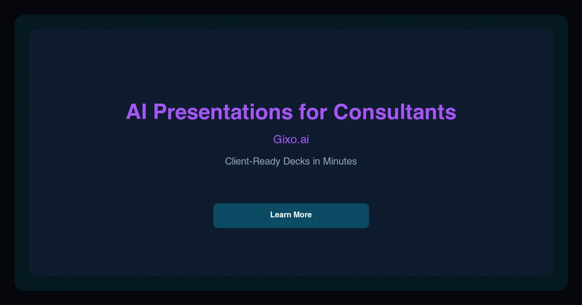 Consulting presentation workflow preview with structured strategy slides and executive visuals.