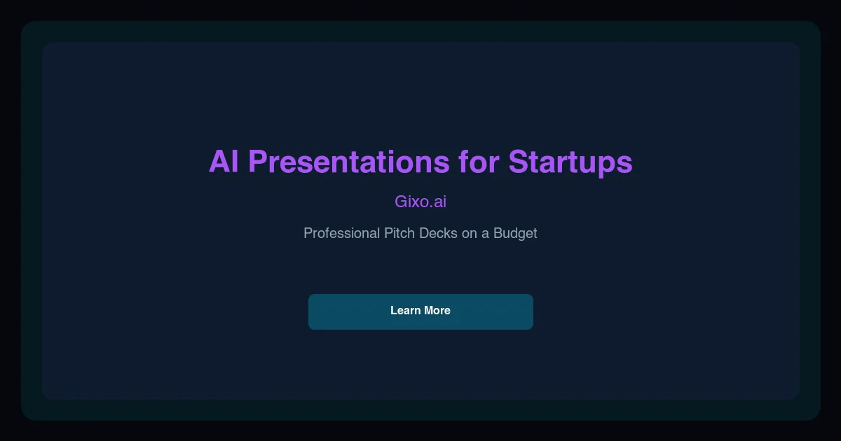 Startup presentation workflow preview with pitch deck, traction, and fundraising storytelling.