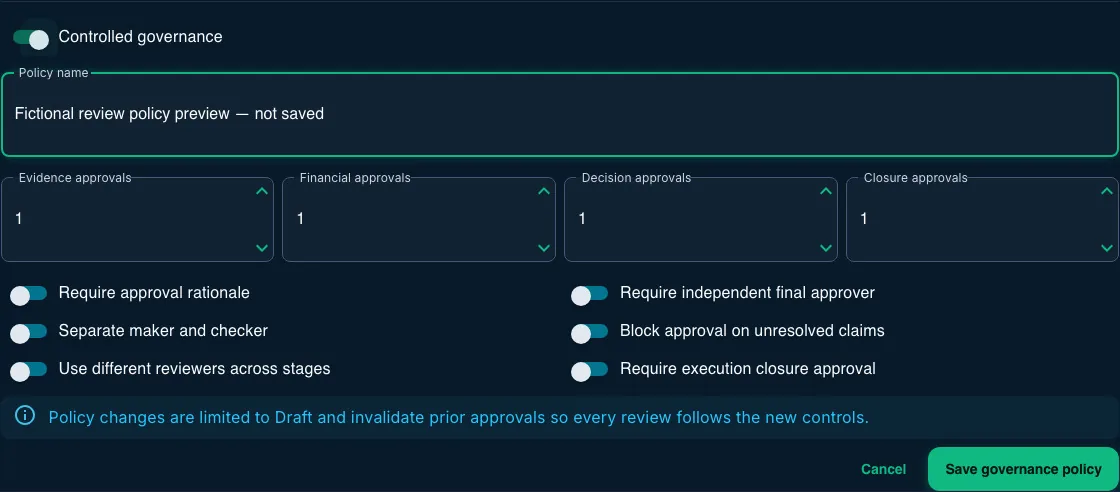 Set the case review policy deliberately