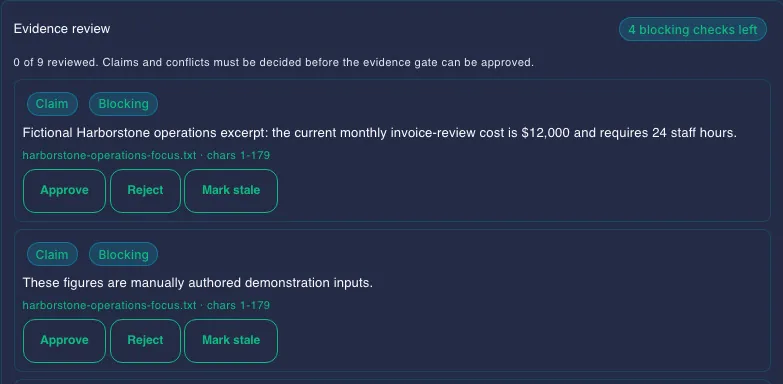 Review a claim beside its source