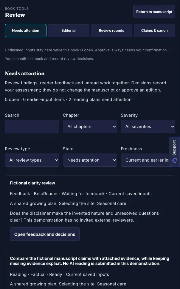 The needs-attention worklist with unfinished review plans