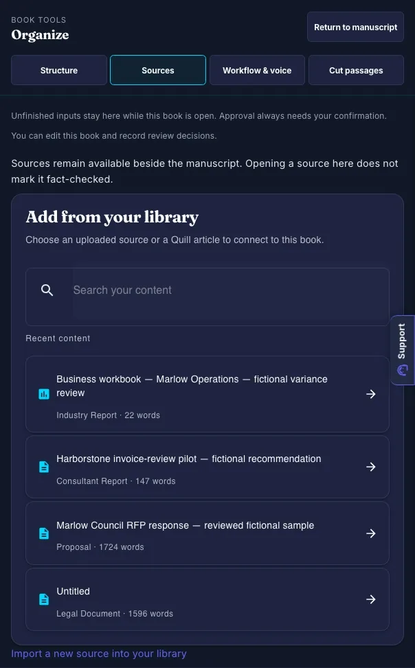 The source room controls with no research material attached