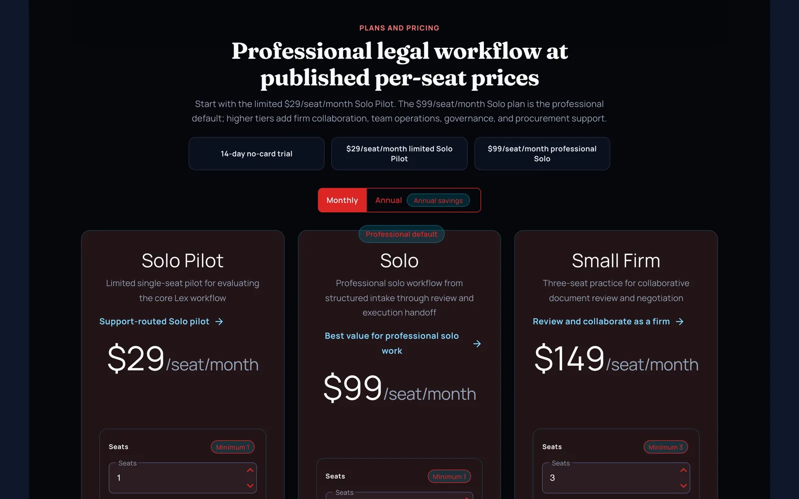 Lex plans and pricing