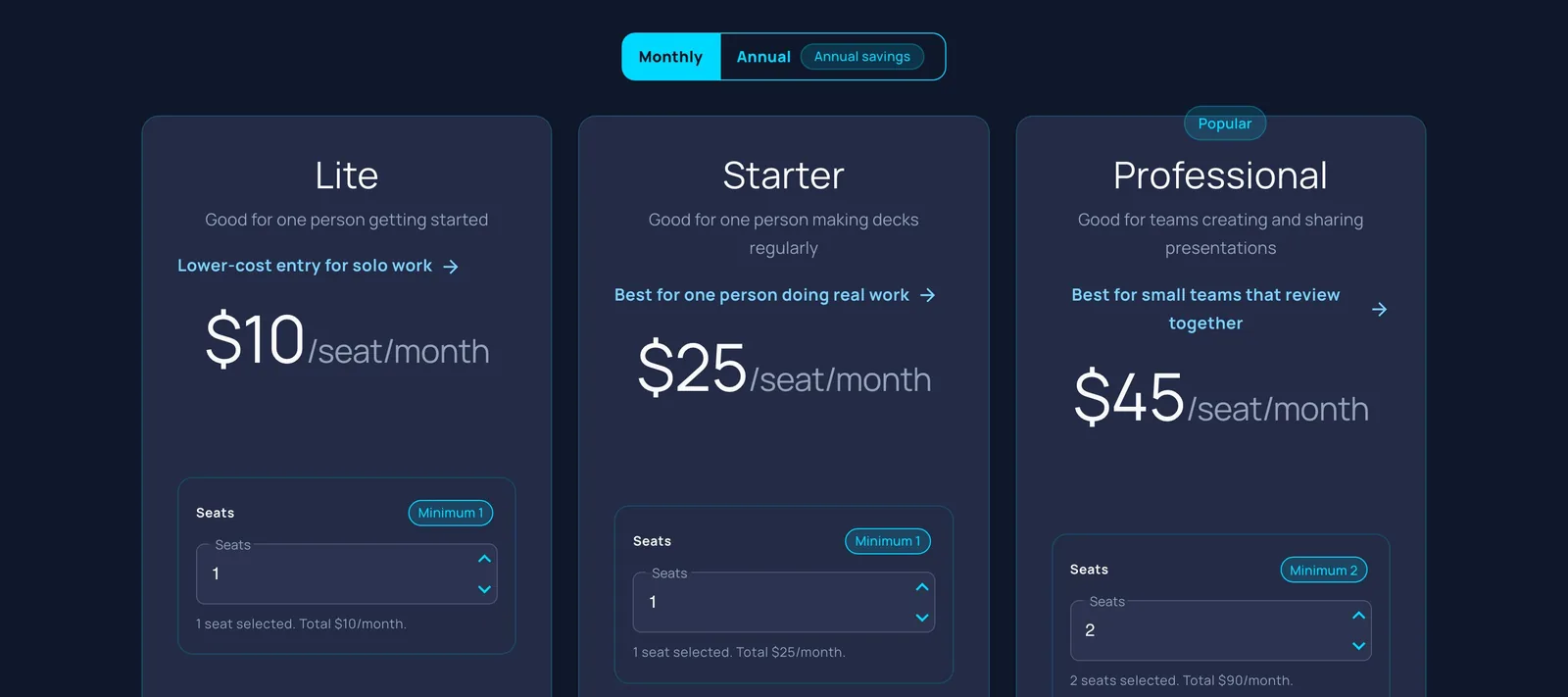 Lumen plans and pricing