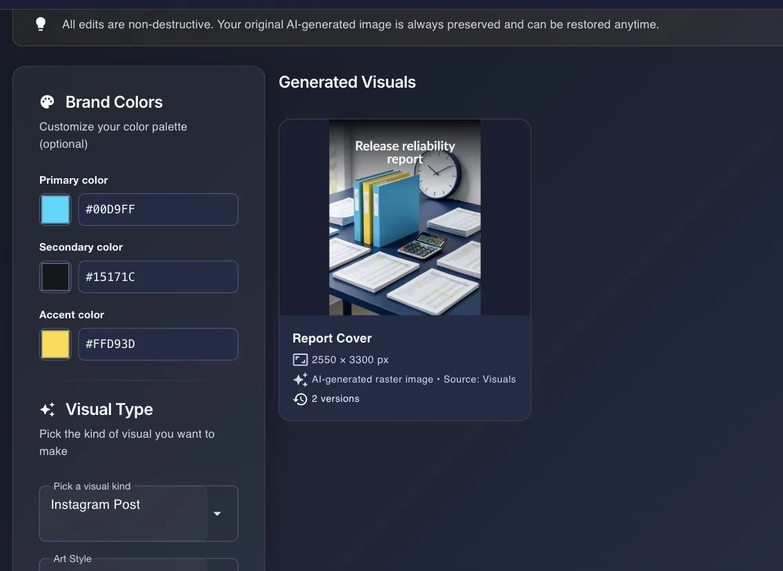 The visual pack workspace